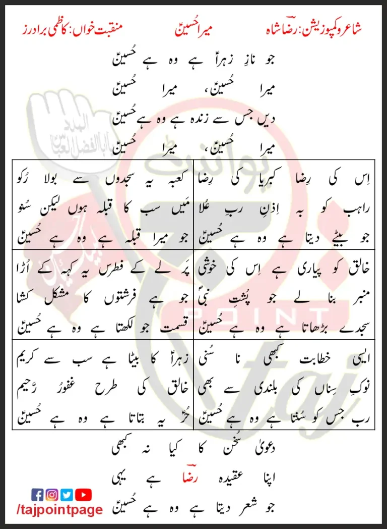 Mera Hussain Kazmi Brothers Lyrics In Urdu 2023