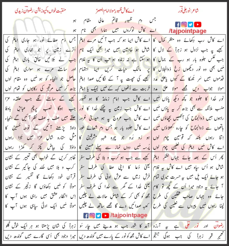 Ae Kash Rizwan Zaidi Lyrics In Urdu 2023
