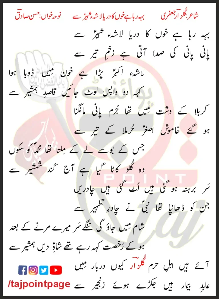 Beh Raha Hai Khoon Ka Darya Hasan Sadiq Lyrics In Urdu 2000