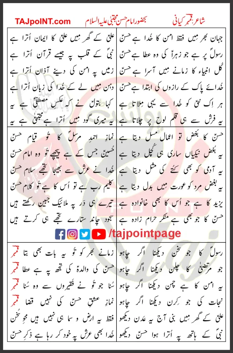 Aman Ka Khuda Hai Hasan Qambar Kiyani Lyrics In Urdu 2023