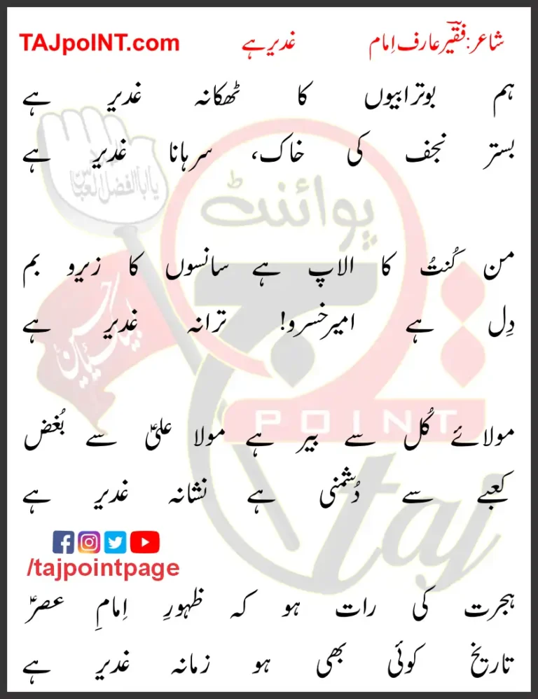 Hum Boturabiyon Ka Thikana Ghadeer Hai Lyrics Urdu 2023