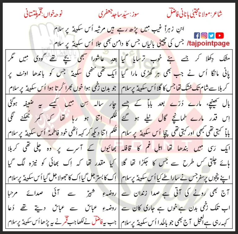 Sakina Par Salaam Qamar Baltistani Lyrics In Urdu 2024