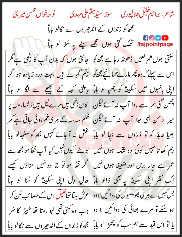 Mujh Ko Zindan Kay Mohsin Mir Ji 2023 Lyrics In Urdu