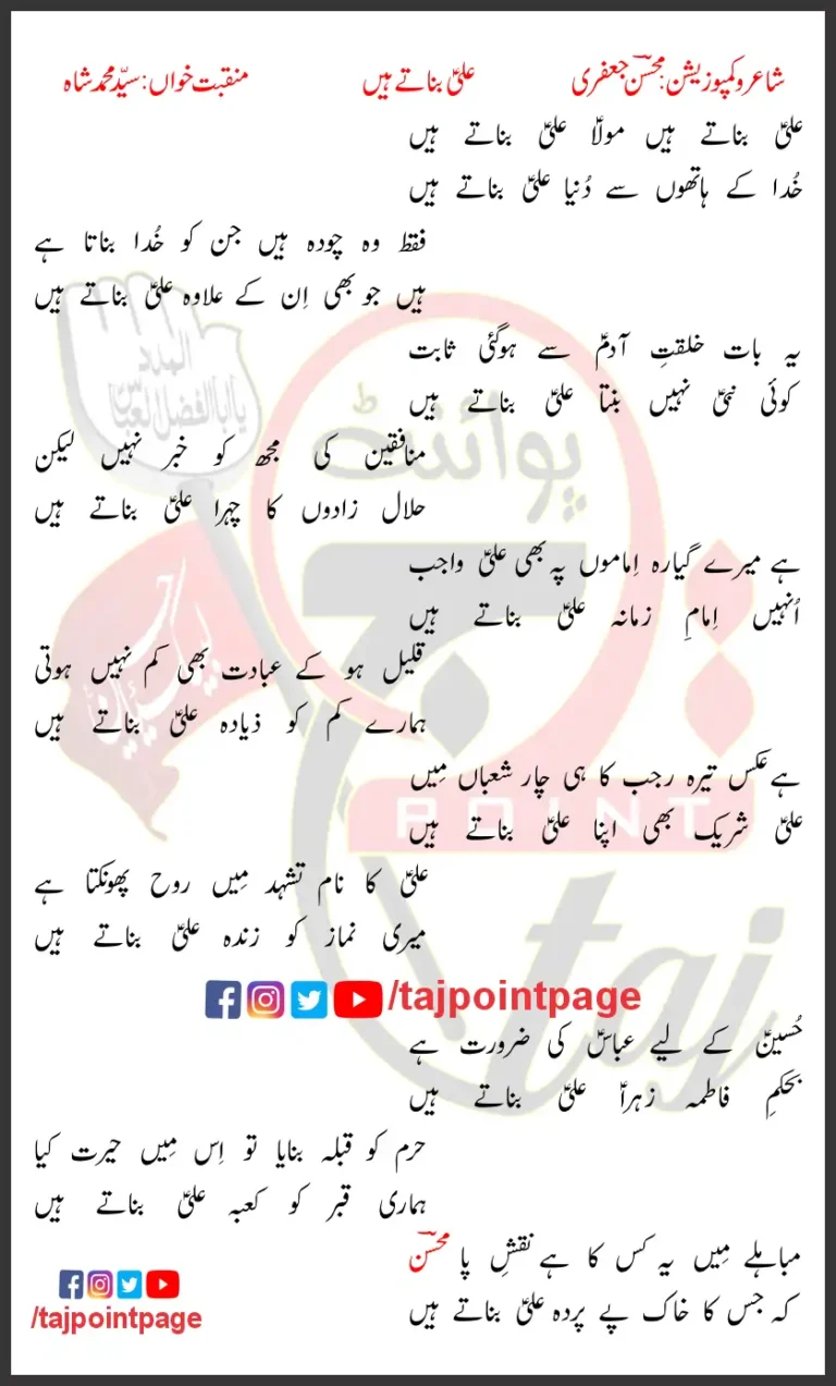 Ali Banate Hain Syed Mohammad Shah Lyrics In Urdu 2024