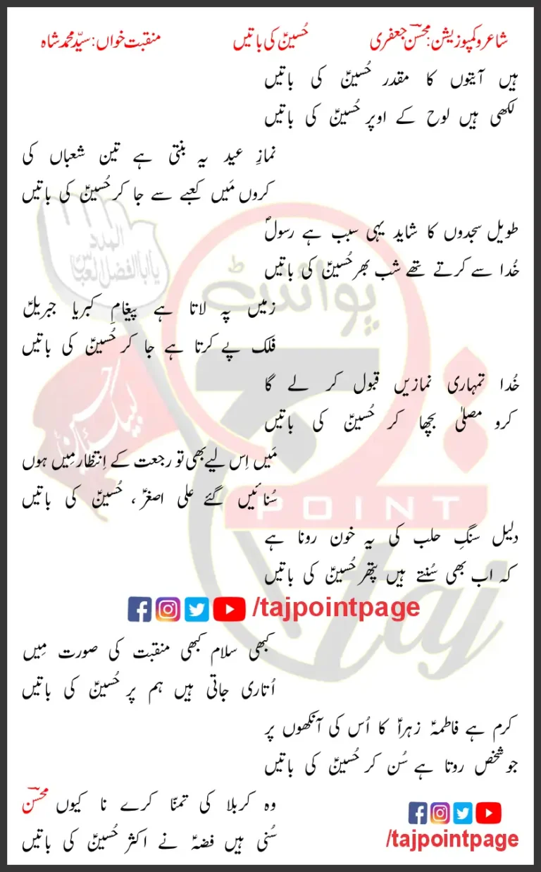 Hussain Ki Batein Syed Mohammad Shah Lyrics In Urdu 2024