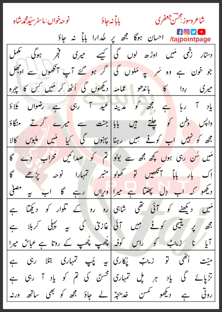 Baba No Jao Syed Mohammad Shah Lyrics In Urdu 2024