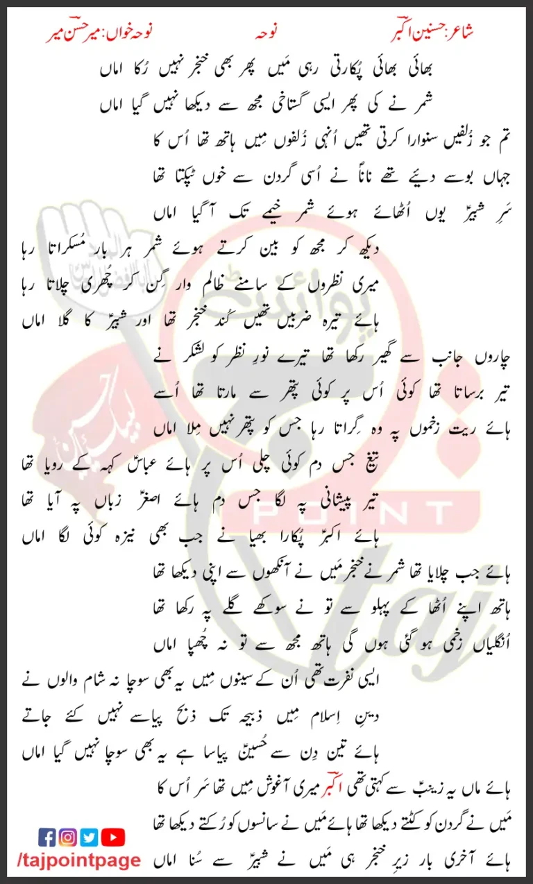 Bhai Bhai Pukarti Rahi Main Mir Hasan Lyrics 2016