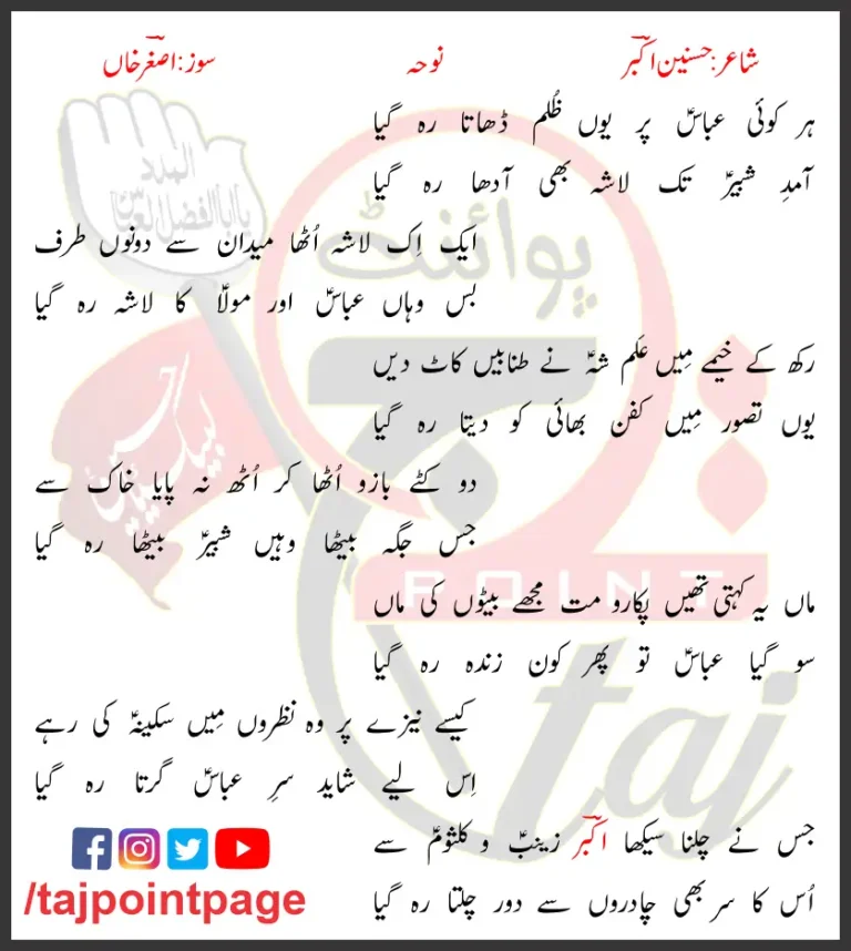 Har Koi Abbas Par Youn Zulm Dhata Reh Gaya Lyrics 2020