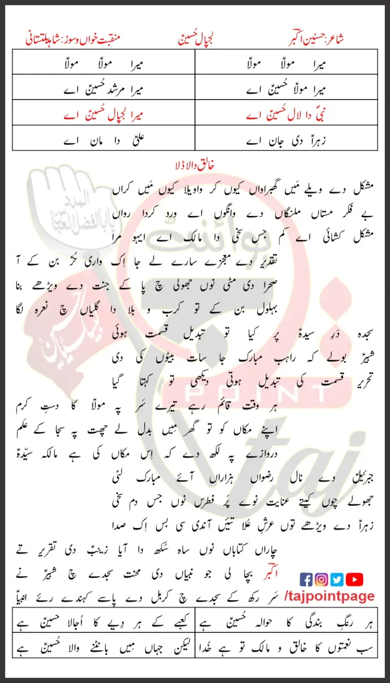 Lajpal Hussain Shahid Baltistani Lyrics In Urdu 2021