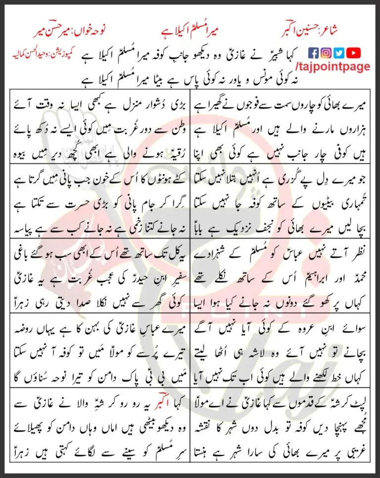 Mera Muslim Akela Hai Lyrics In Urdu 2020