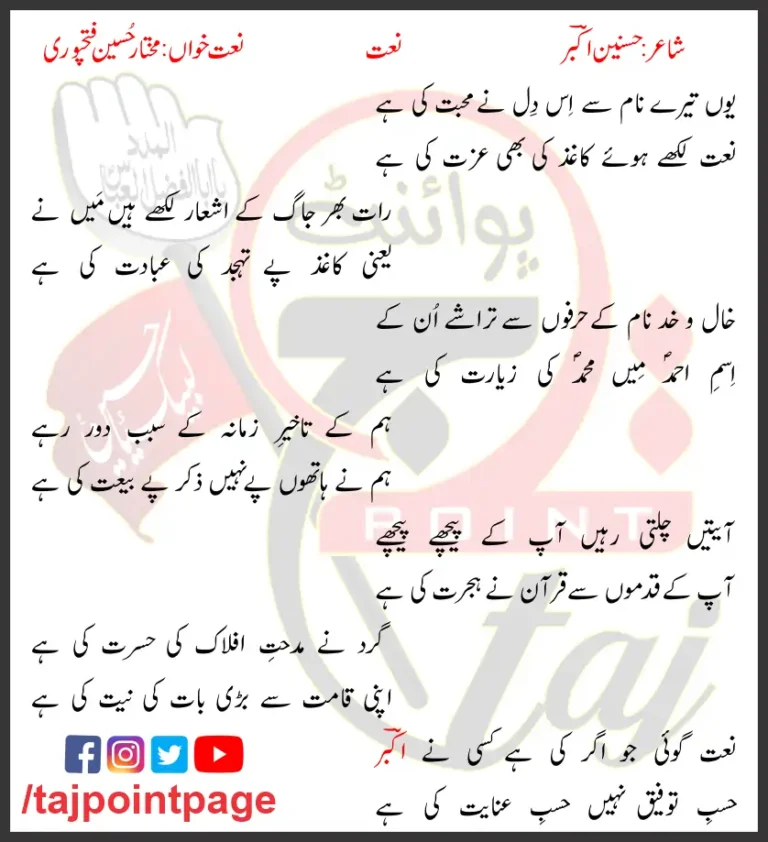 Yun Tere Naam Se Naat Mukhtar Hussain Fatehpuri 2019