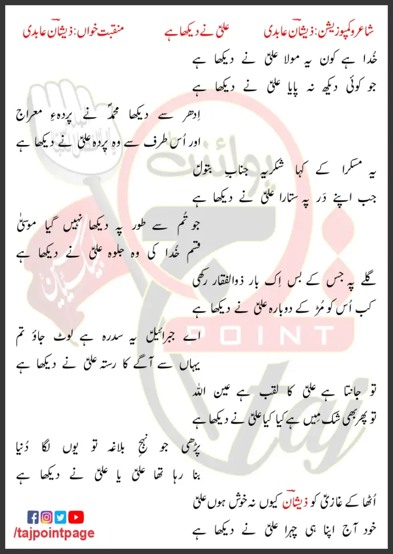 Ali Ne Dekha Hai Zeeshan Abidi Lyrics In Urdu 2024