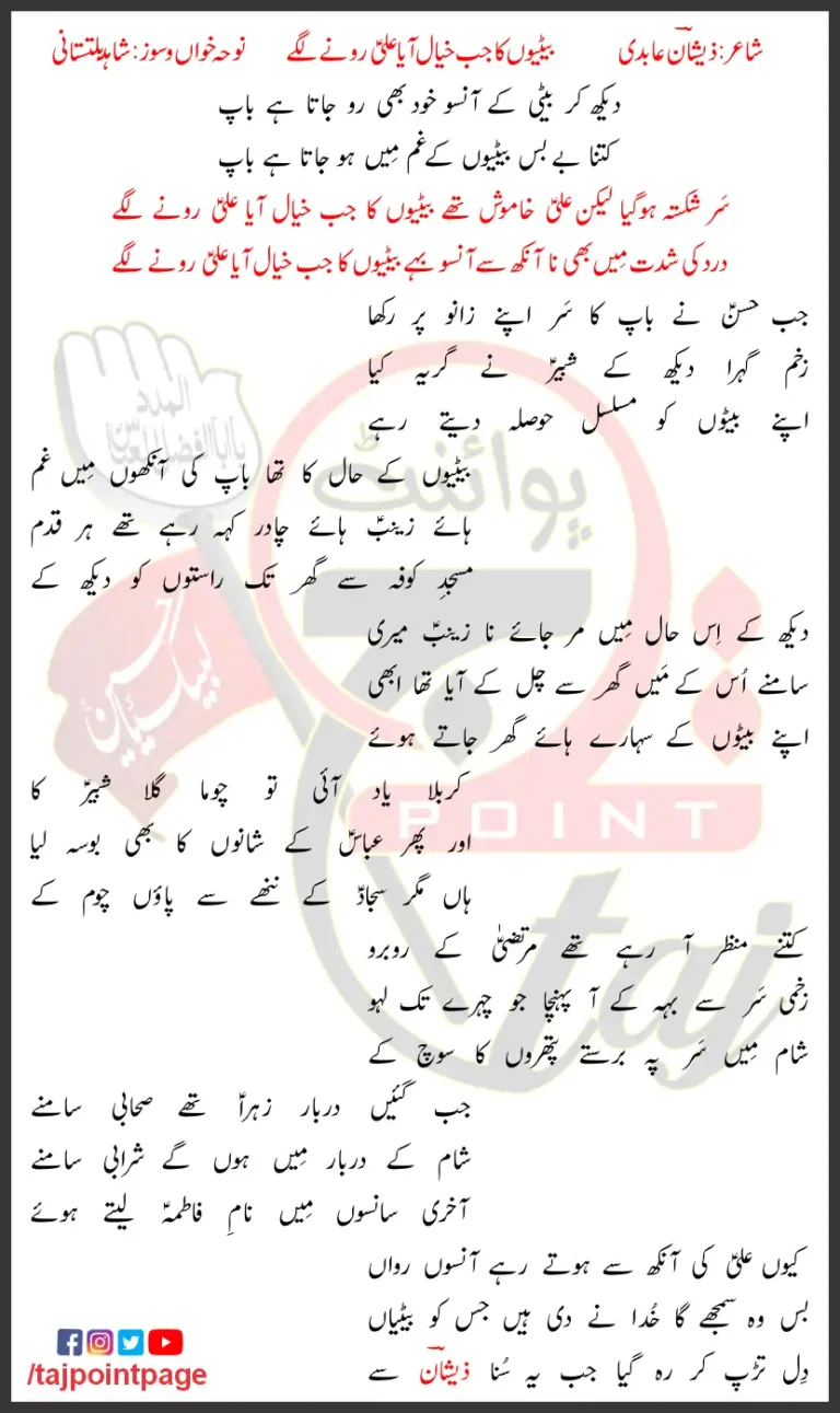 Ali Roney Lagey Shahid Baltistani Lyrics In Urdu 2024