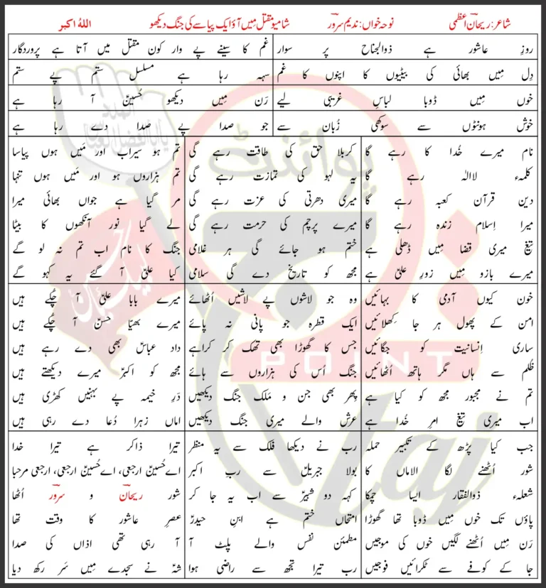 Allah Ho Akbar Nadeem Sarwar Lyrics In Urdu 2003