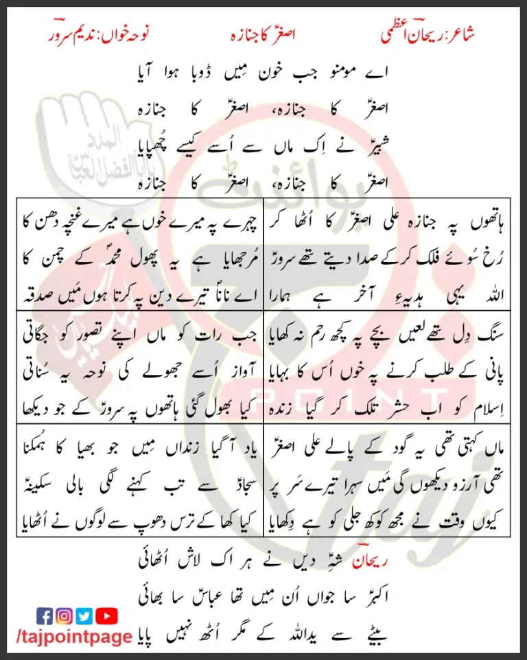 Asghar Ka Janaza Nadeem Sarwar Lyrics In Urdu 1994