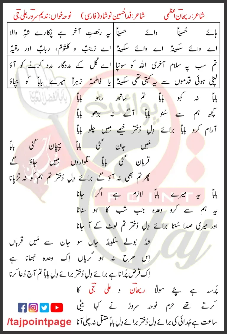 Dil e Dukhtar Ali Jee Lyrics In Urdu 2013 Nadeem Sarwar