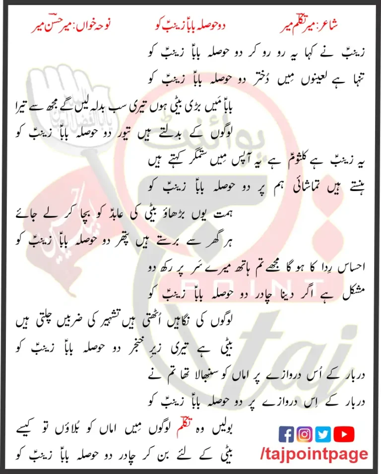 Do Honsla Baba Zainab Ko Mir Hasan Mir Lyrics 2010