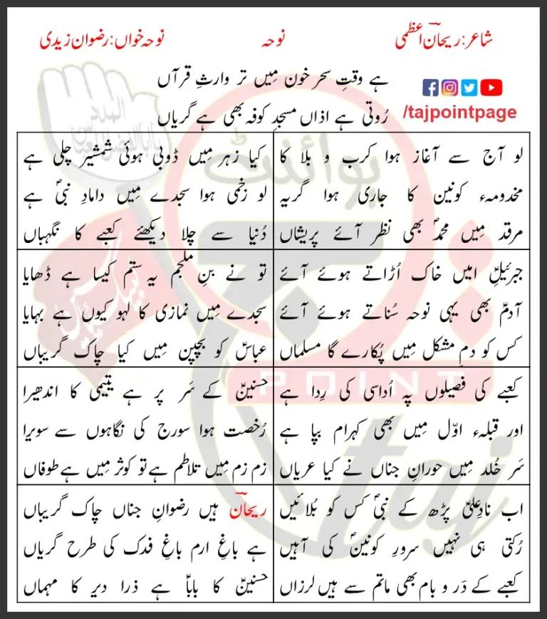 Hai Waqt-e-Sahar Khon Mein Tar Waris-e-Quraan Lyrics 2009