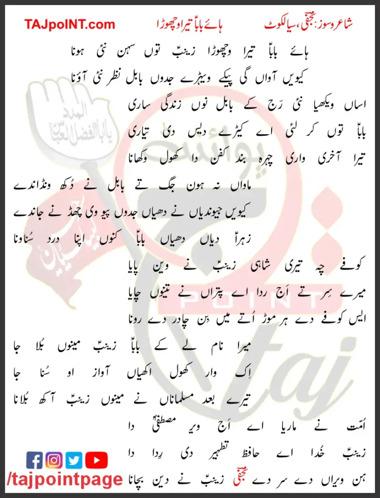 Haye Baba Tera Wichora Zainab Toon Sehn Nayi Hona 2019