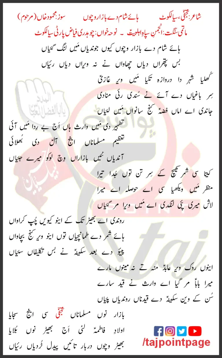 Haye Sham De Bazar Wichon Ch Faiyaz Party Lyrics 2021