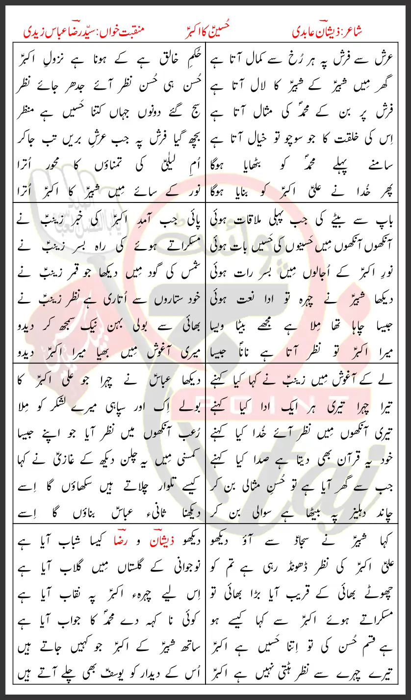 Hussain Ka Akbar Syed Raza Abbas Zaidi Lyrics Urdu 2020 1 Hussain Ka Akbar Syed Raza Abbas Zaidi Lyrics Urdu 2020