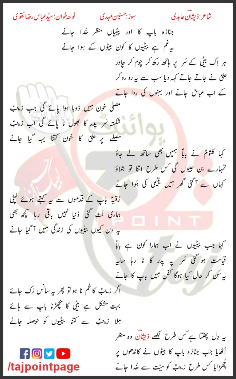 Janaza Baap Ka Abbas Raza Naqvi Lyrics Urdu 2024