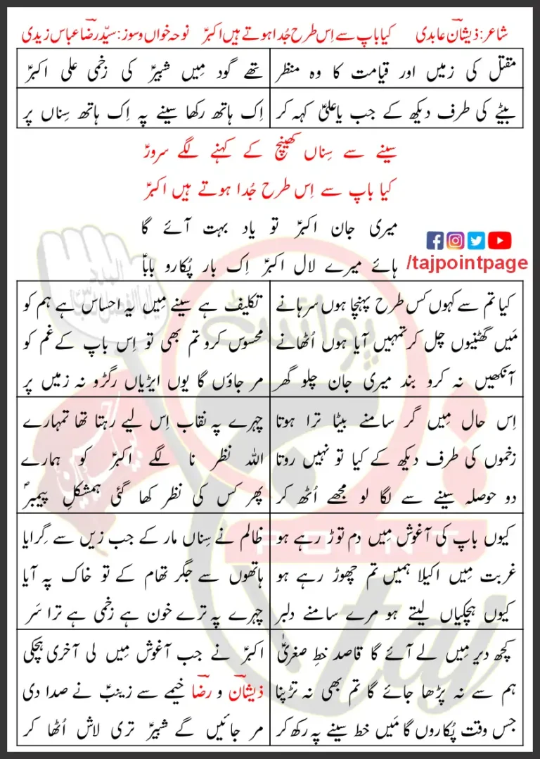 Kiya Baap Se Is Tarha Juda Hoty Hain Akbar Lyrics 2023