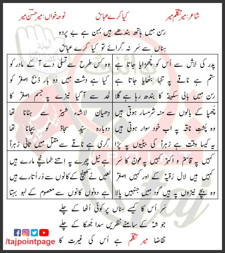 Kya Karay Abbas Mir Hasan Mir Lyrics Urdu 2014