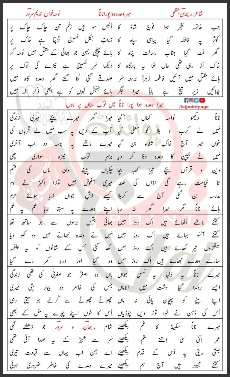 Mera Wada Nadeem Sarwar Lyrics In Urdu 2007