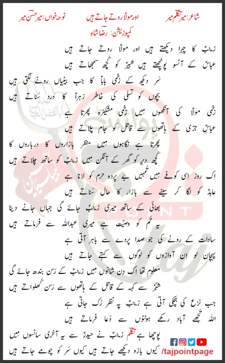 Mola Rotay Jatay Hain Mir Hasan Mir Lyrics Urdu 2022