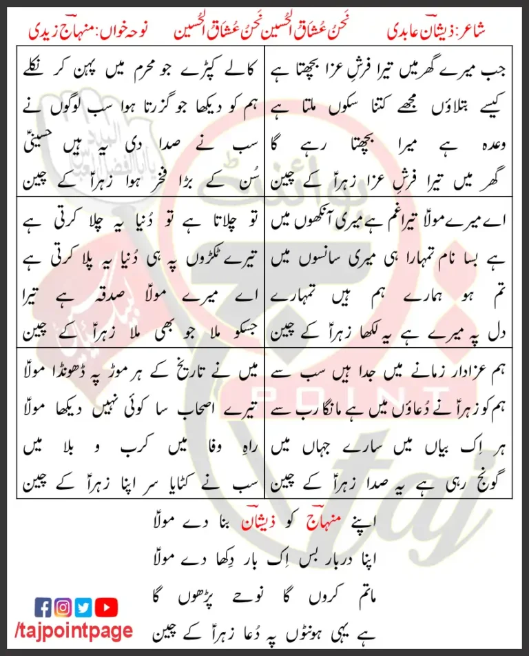 Nahnu Ushaq Ul Hussain Lyrics In Urdu 2019