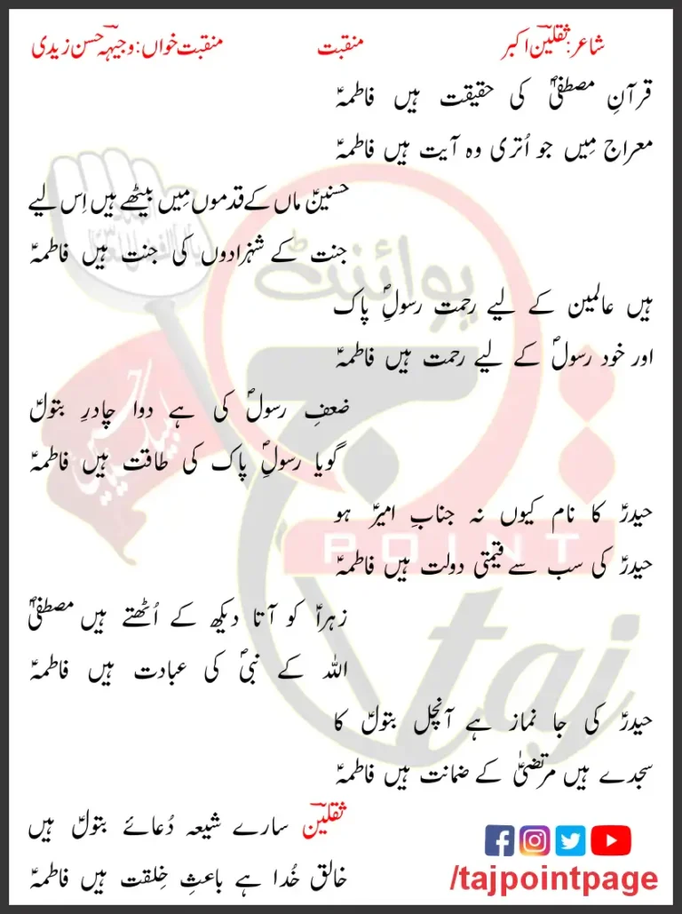 Quran e Mustafa Ki Haqeeqat Hain Fatima Lyrics 2008