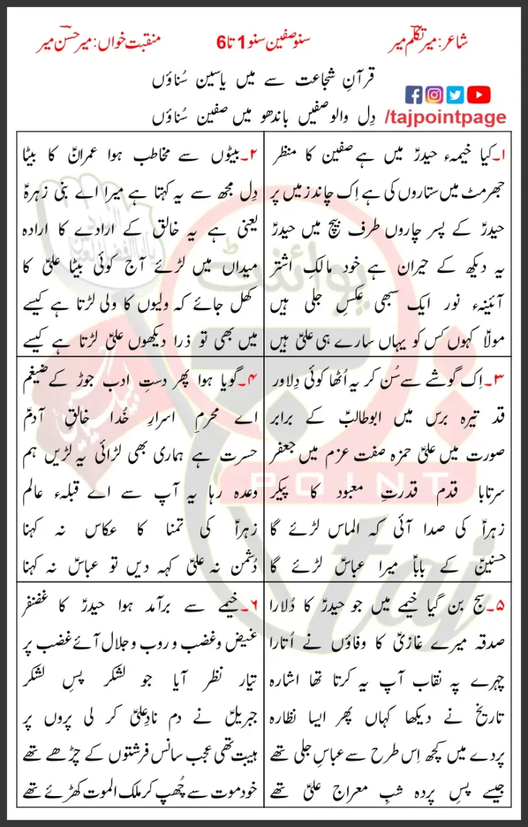 Suno Siffeen Suno 1-6 Mir Hasan Lyrics Urdu 2016
