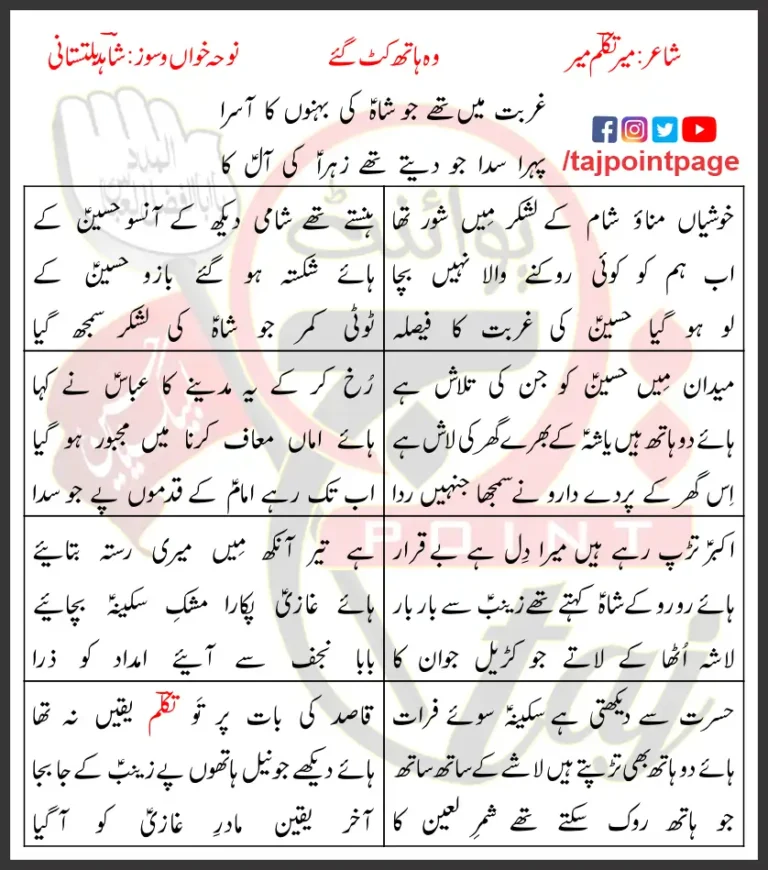 Woh Hath Kat Gaye Lyrics In Urdu Shahid Baltistani 2018