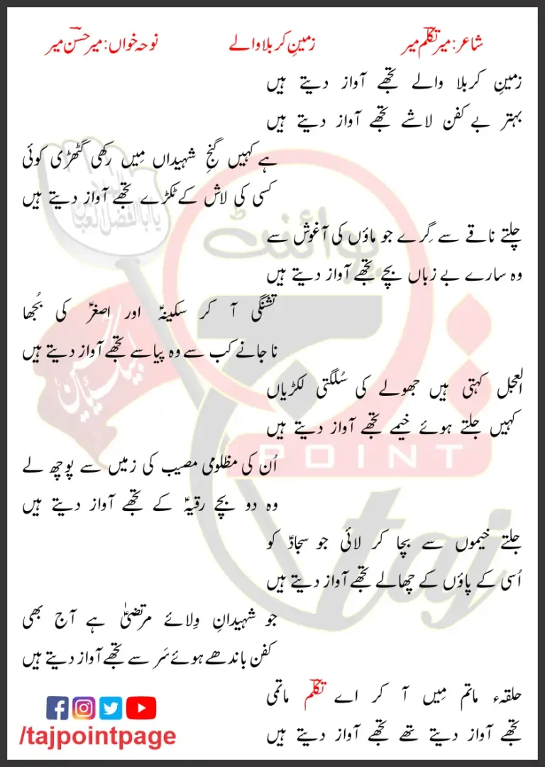 Zameen-e-Karbala Walay Tujhe Awaz Daitay Hain Lyrics 2017