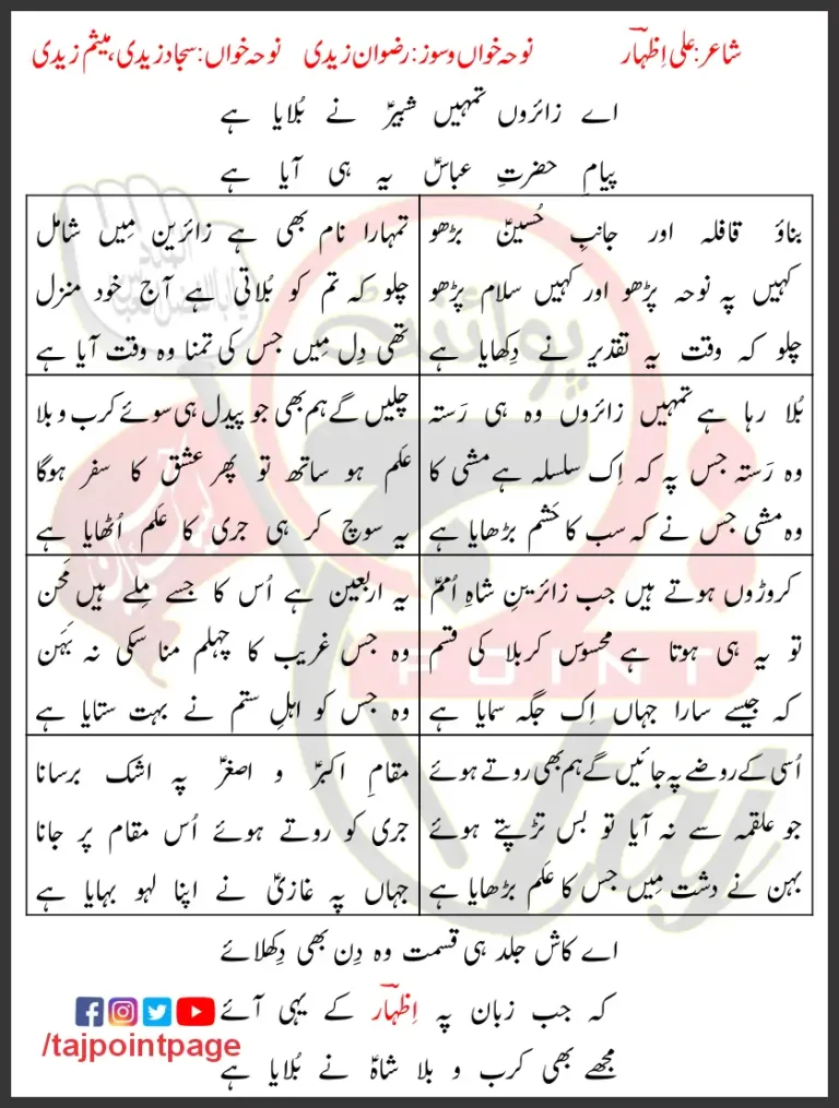 Ae Zairo Rizwan Sajjad Mesum Zaidi Lyrics Urdu 2024