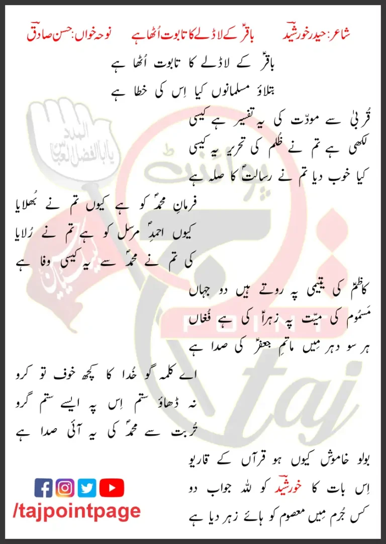 Baqir Ke Ladle Ka Taboot Utha Hai Hasan Sadiq Lyrics 2010