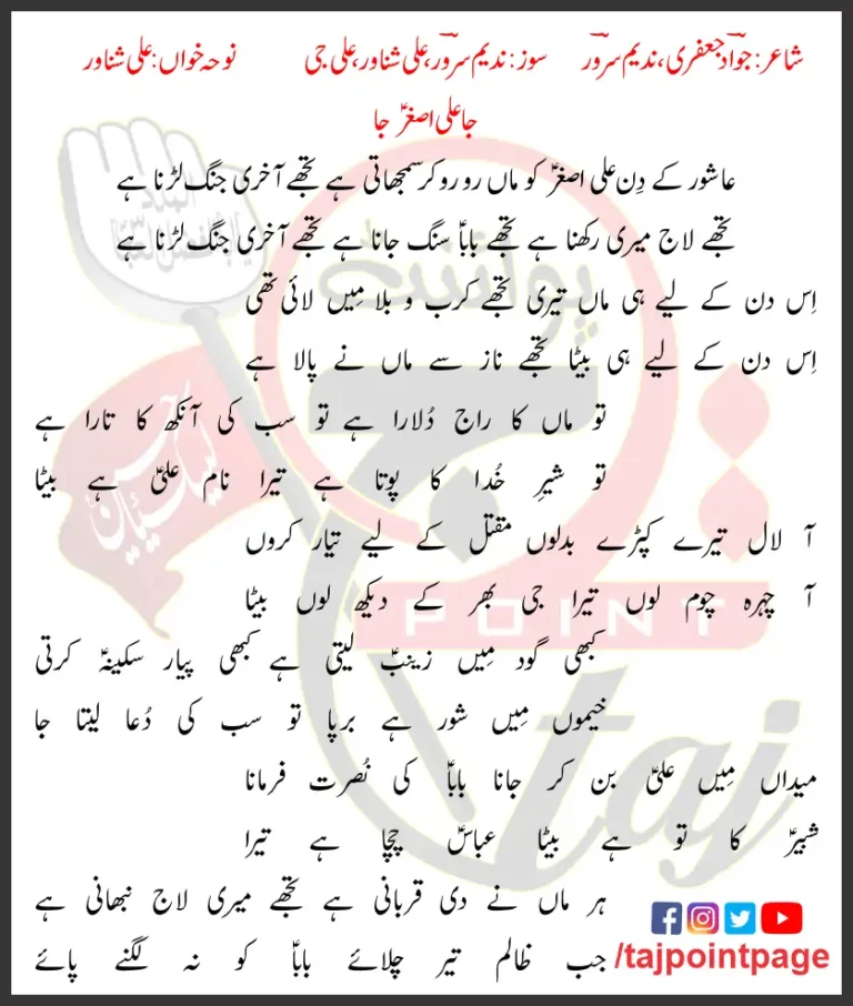 Ja Ali Asghar Ja Ali Shanawar Lyrics In Urdu 2022