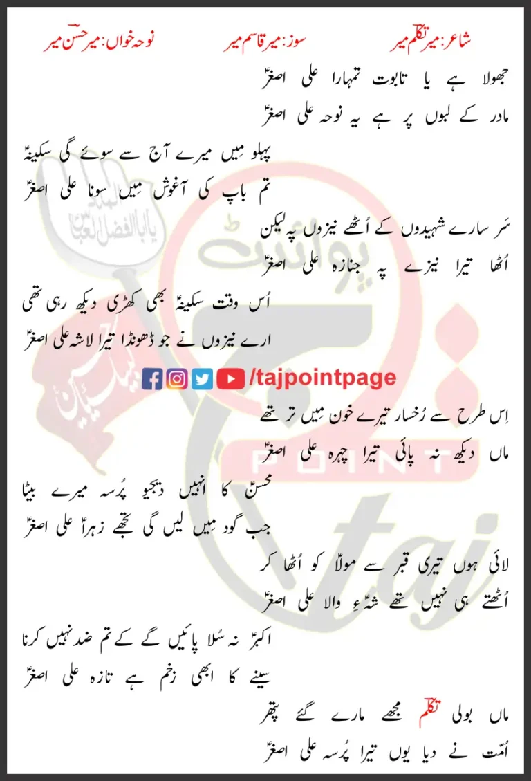 Jhoola Hai Ya Taboot Tumhara Ali Asghar Mir Hasan Lyrics 2024