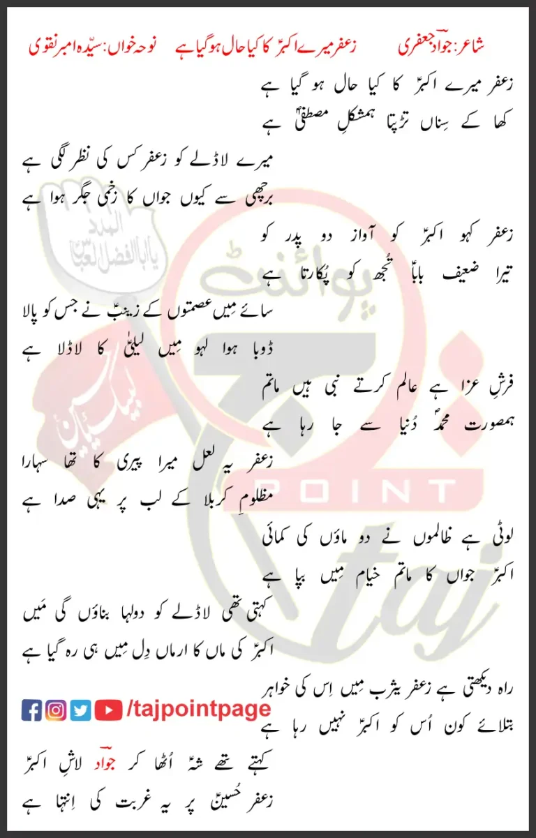 Zafar Mera Akbar Syeda Amber Naqvi Lyrics Urdu 2024