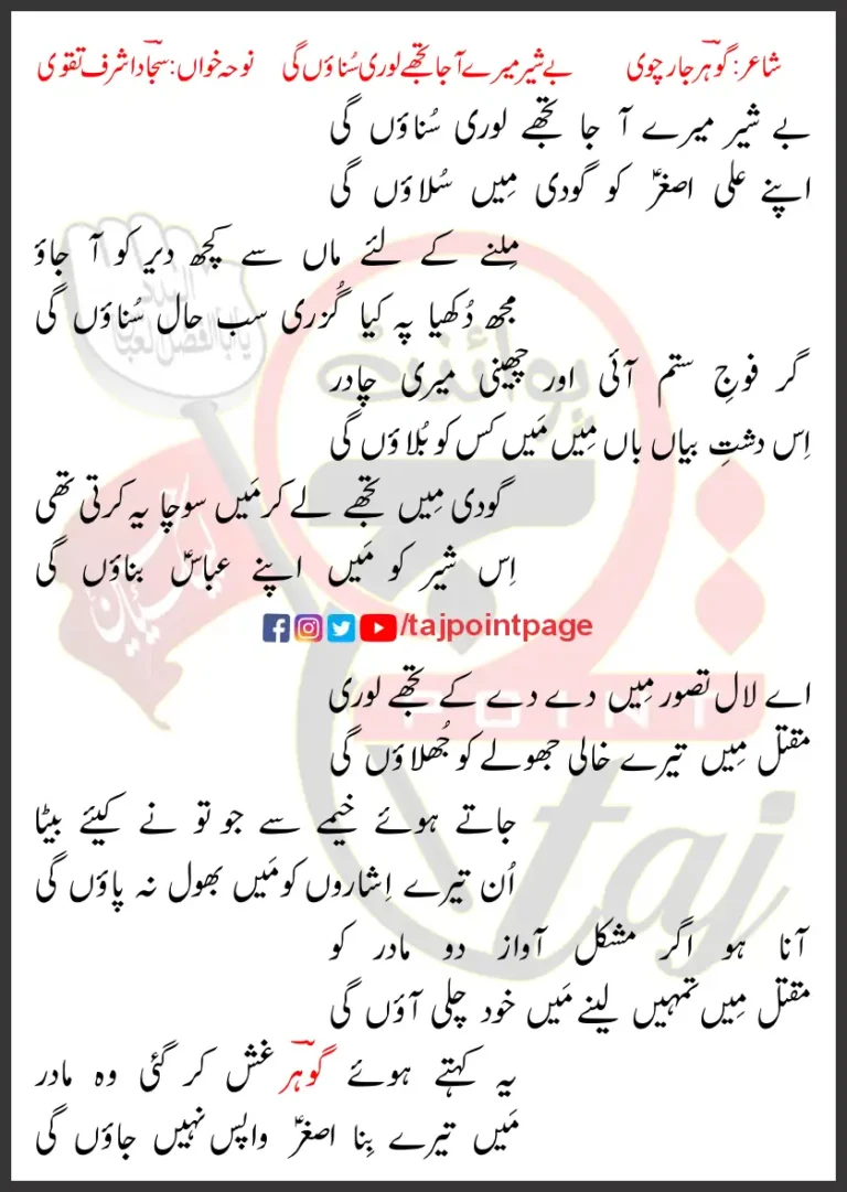 Beysheer Mere Aja Sajjad Ashraf Taqvi Lyrics Urdu 2024