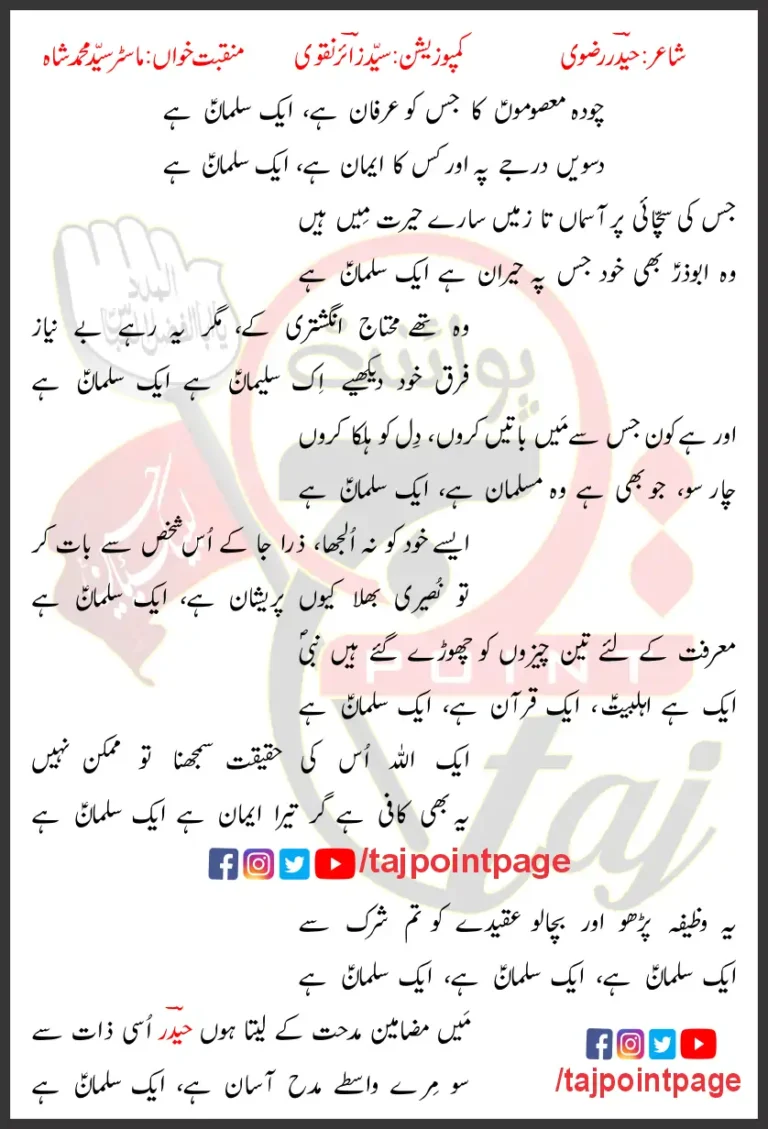 Aik Salman Hai Syed Mohammad Shah Lyrics Urdu 2025