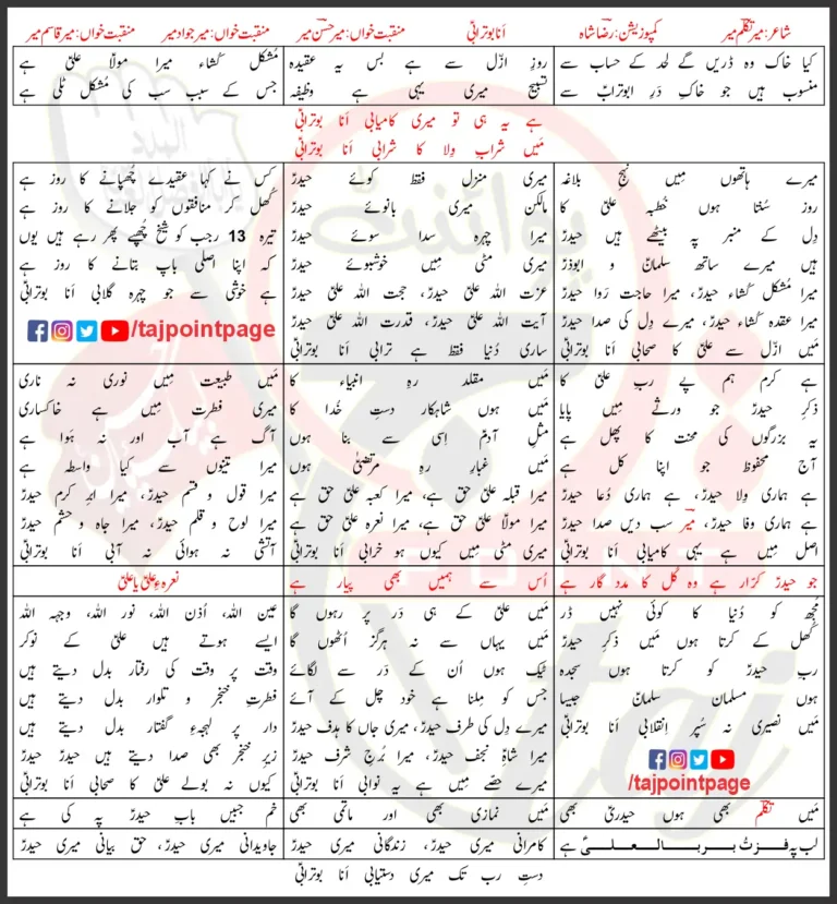 Ana Buturabi Mir Hasan Mir Lyrics Urdu 2025