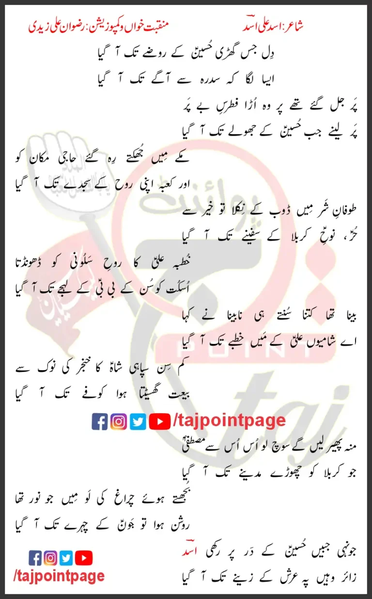 Dil Jis Ghari Hussain Ky Rozy Rizwan Ali Zaidi Lyrics Urdu 2025