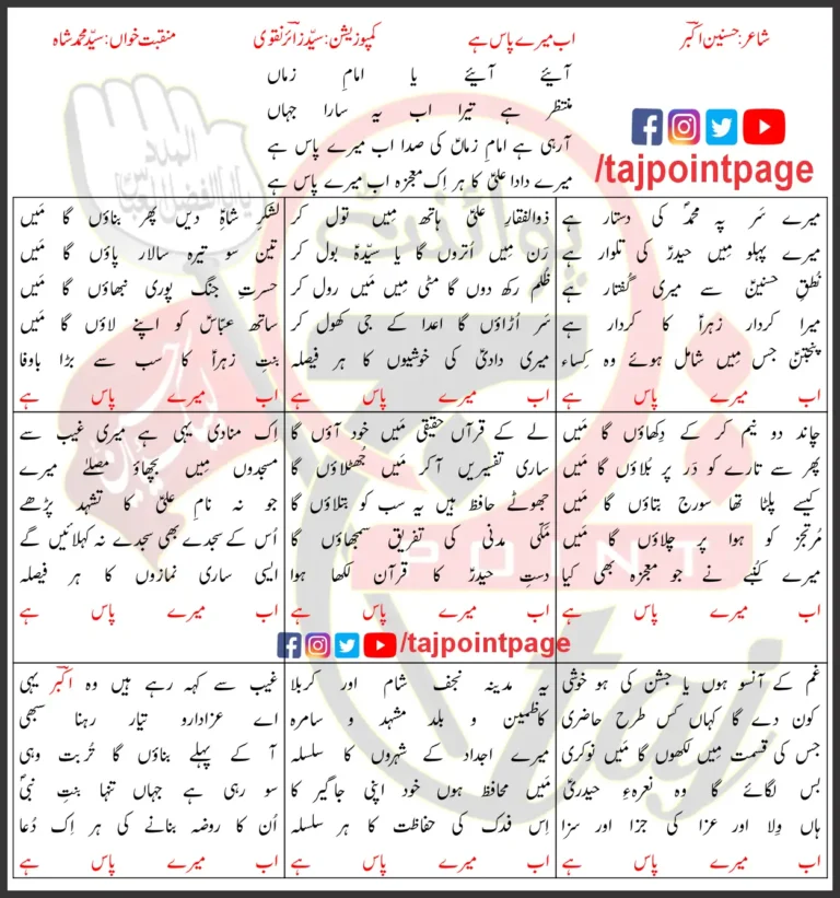 Ab Mere Pas Hai Syed Mohammad Shah Lyrics Urdu 2025