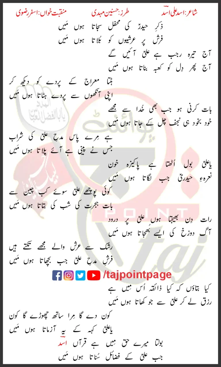 Zikr e Haider Asfar Rizvi Lyrics Urdu 2025