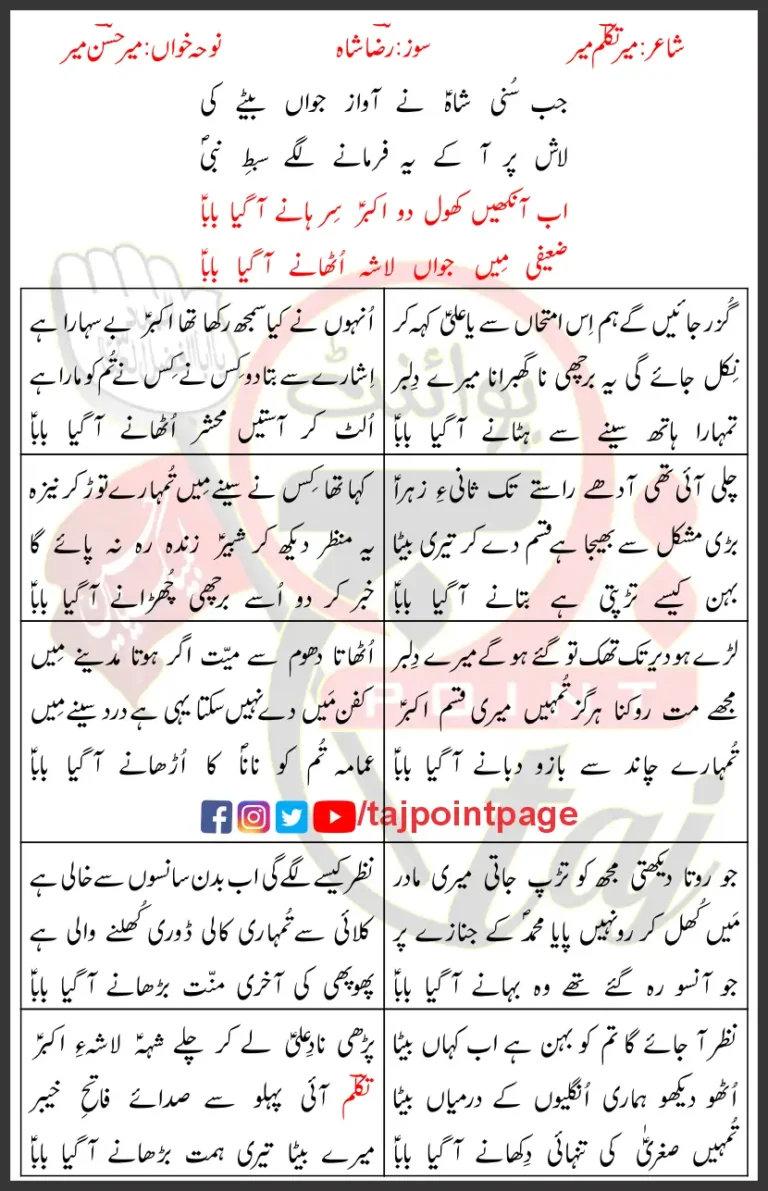 Ab Ankhain Khol Do Akber Mir Hasan Mir Lyrics Urdu 2025