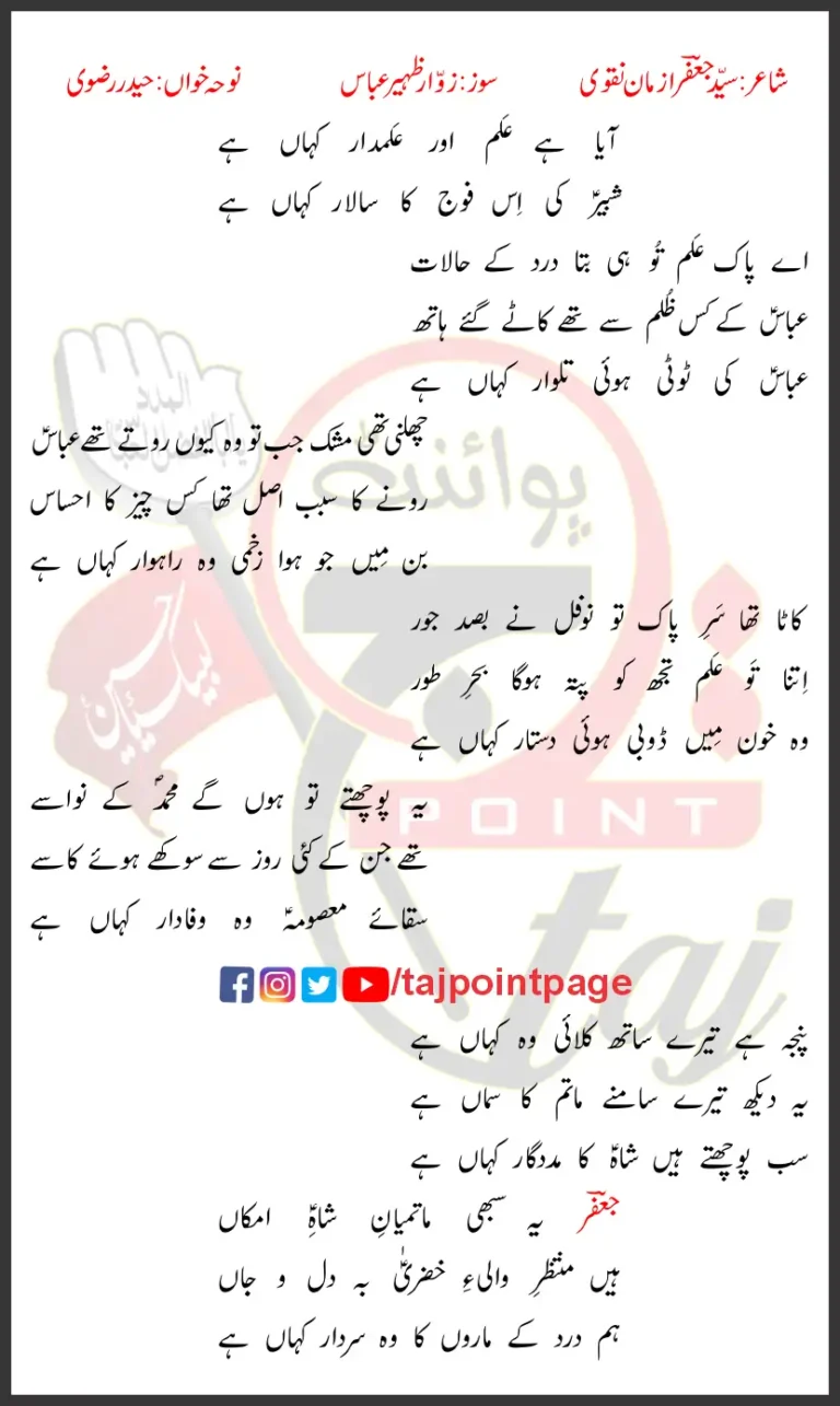 Alamdar Kaha Hai Haider Rizvi Lyrics Urdu 2025