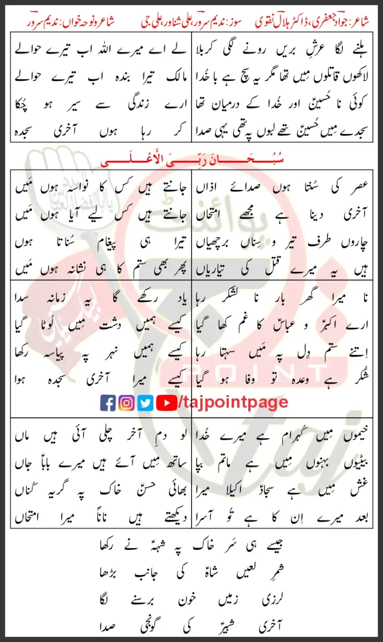 Akhri Sajda Nadeem Sarwar Lyrics Urdu 2025