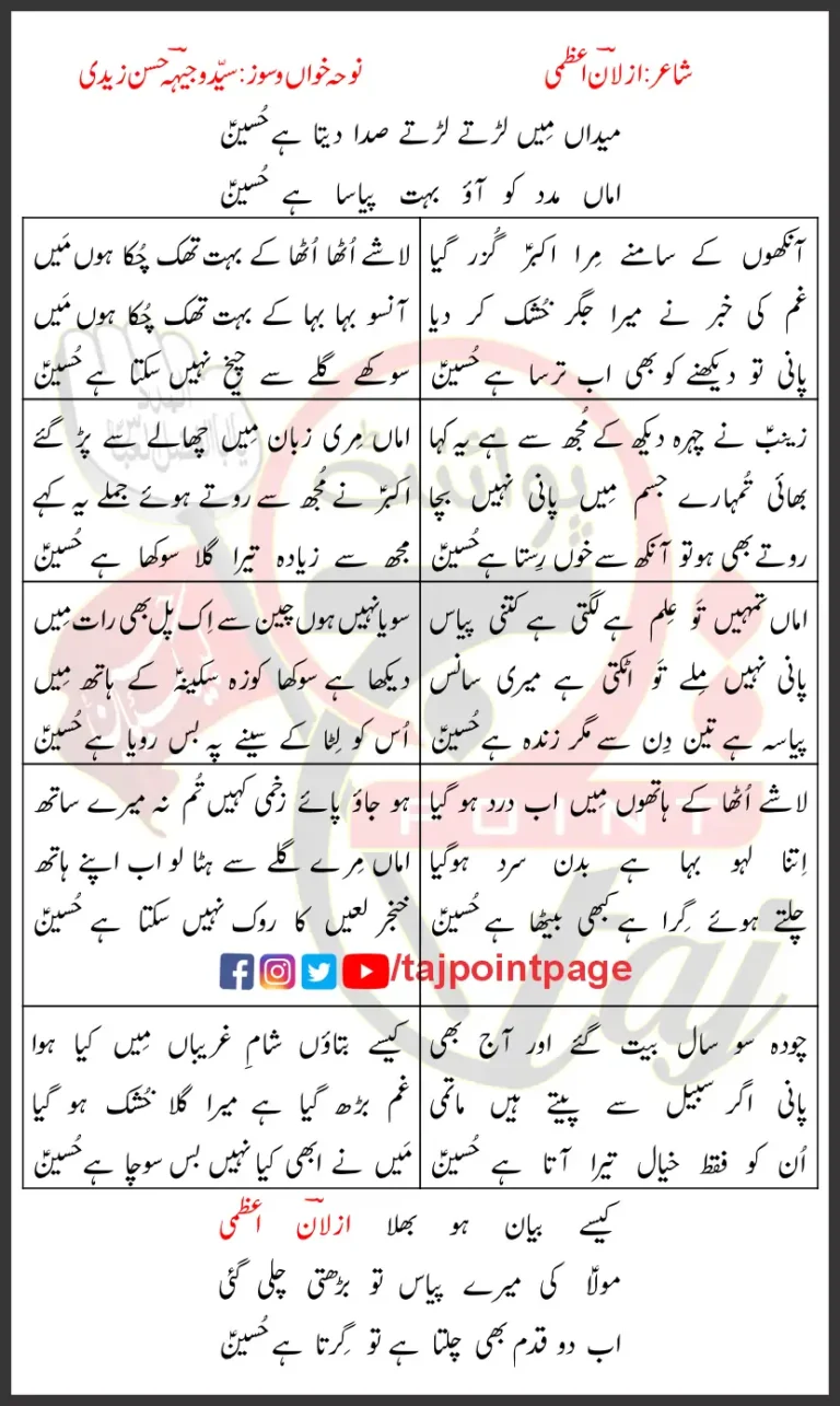 Sada Daita Hai Hussain Wajhi Hasan Zaidi Lyrics Urdu 2025
